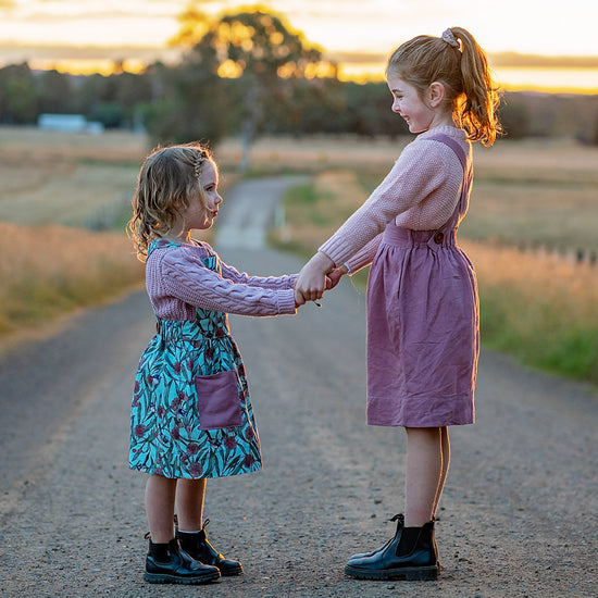 Wildflower Pinafore for children - digital sewing pattern and video class from Twig + Tale